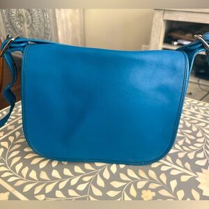 Coach LE Patricia Saddle Bag Reissue F38247 Teal Smooth Leather Crossbody
